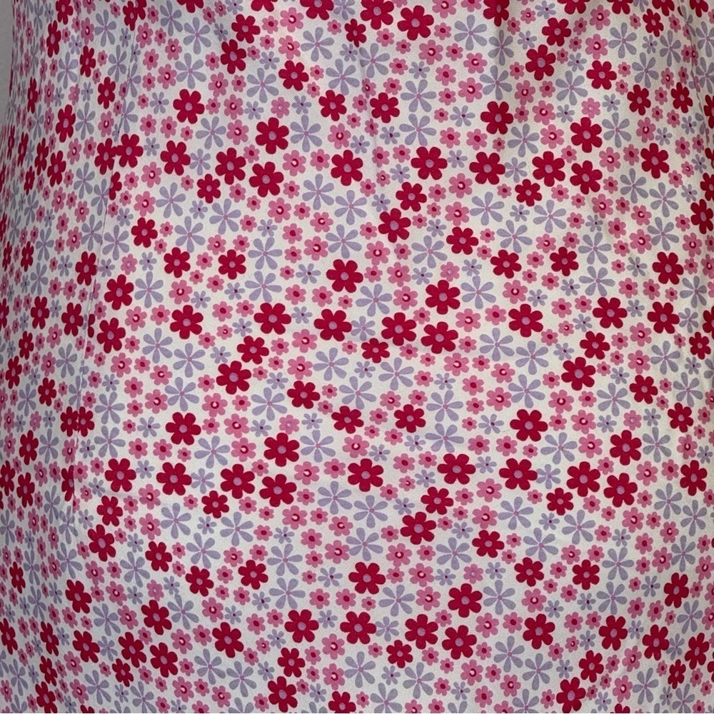 Floral Sundress Spaghetti Strap Ties Pink Purple Midi Length Womens Size Medium - Picture 6 of 10